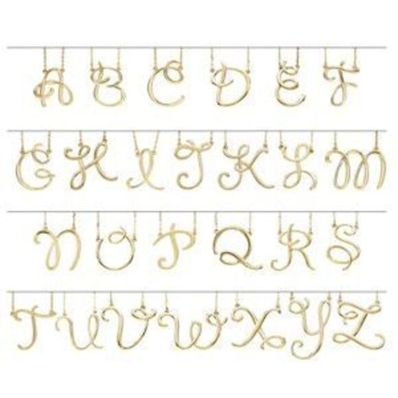 Kazi Luxury 14K Yellow Gold Script Initial Pendant Center (Initial R)